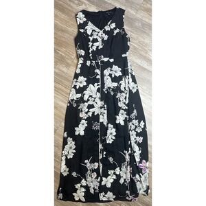 Sami & Jo Women's Size Sm Floral Black Sleeveless Short Dress W/long Flowy‎ Back